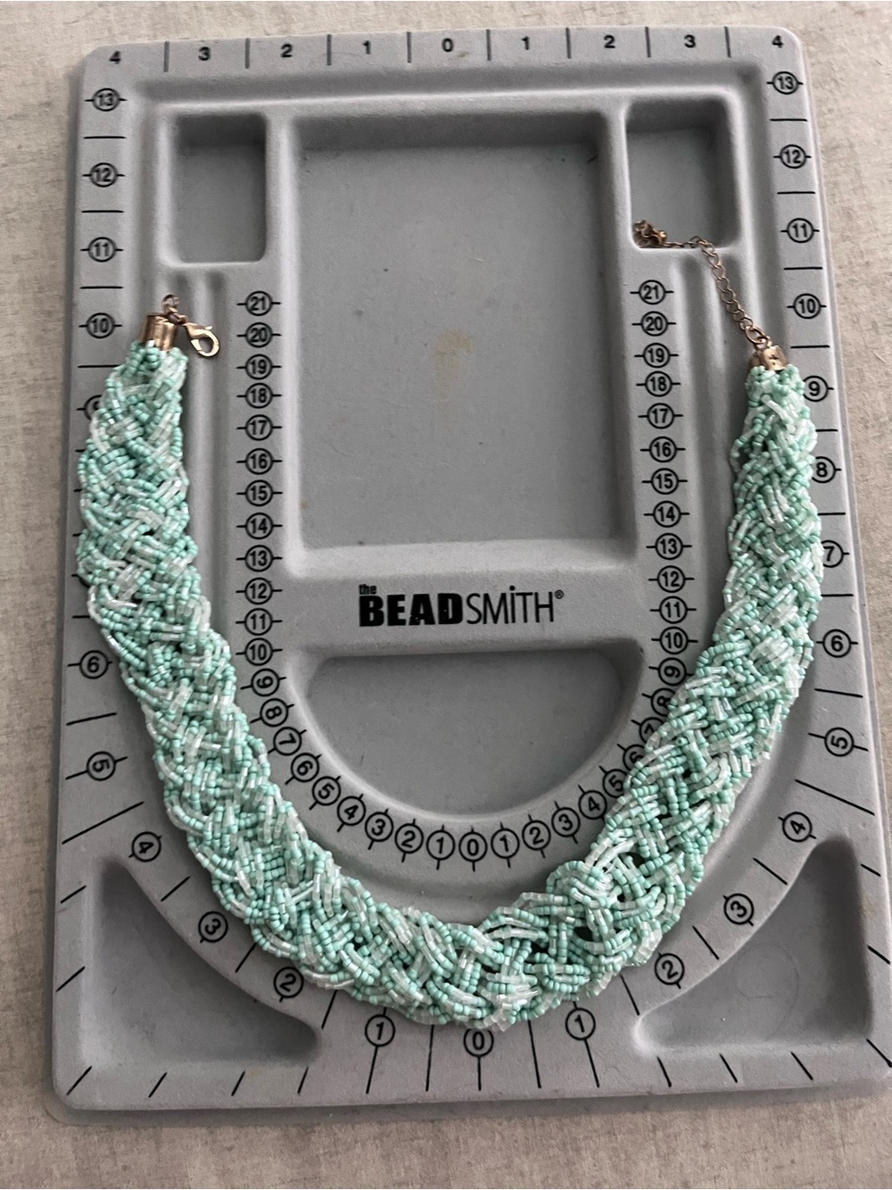 Mint Braided Seed Bead Necklace